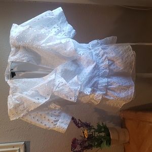 *New* J Crew white eyelet wrap top. Perfect for Spring!